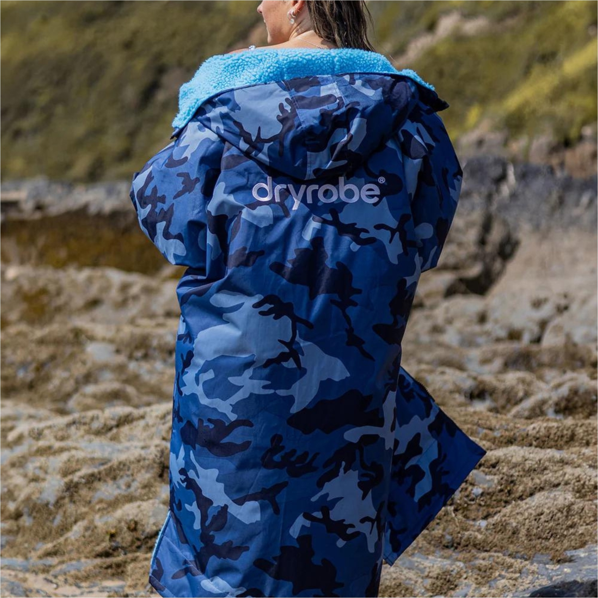 2026 Dryrobe Advance Roupão De Troca De Roupa De Manga Comprida DALSV3 - Blue / Camuflagem